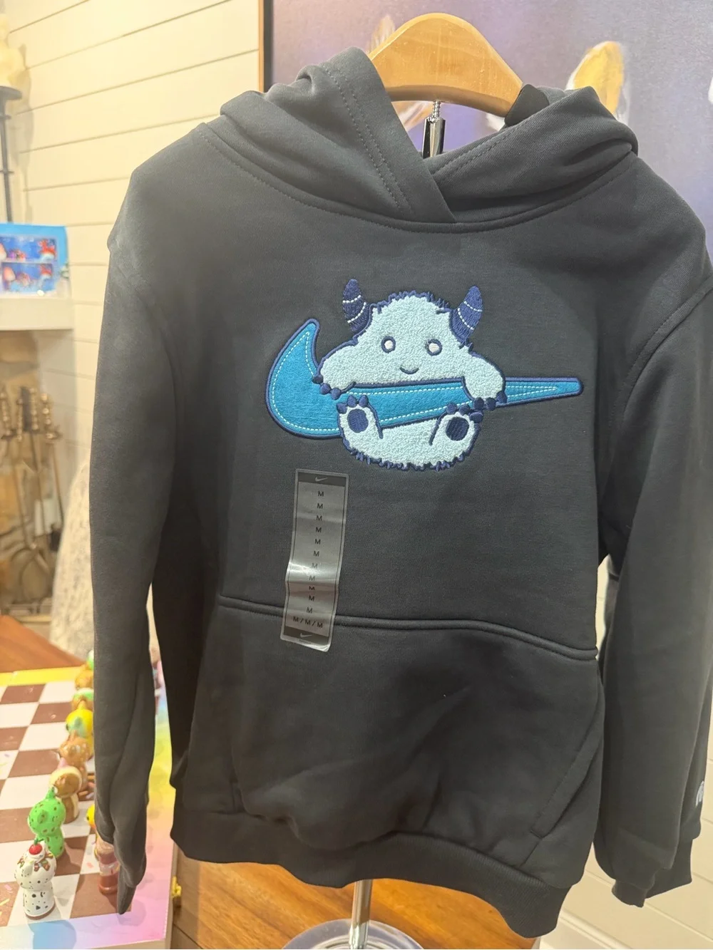 Nike Kids Black Hoodie with Blue Monster & Teal Swoosh